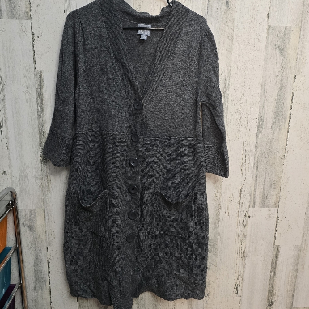 Rabbit Rabbit Rabbit Designs 55% Wool Gray Button-Up Sweater Womens Size XL